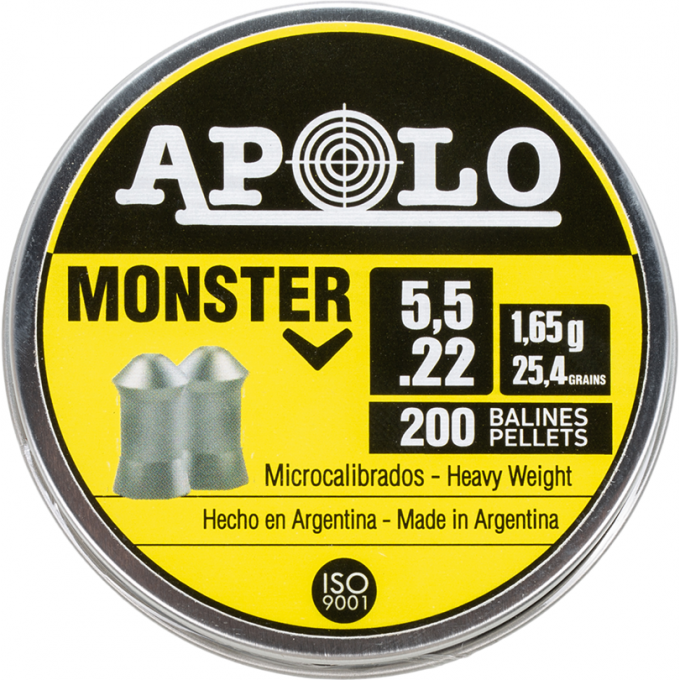 Пуля пневматическая APOLO MONSTER 5,5мм, 1,6гр (200 шт.) 00216516