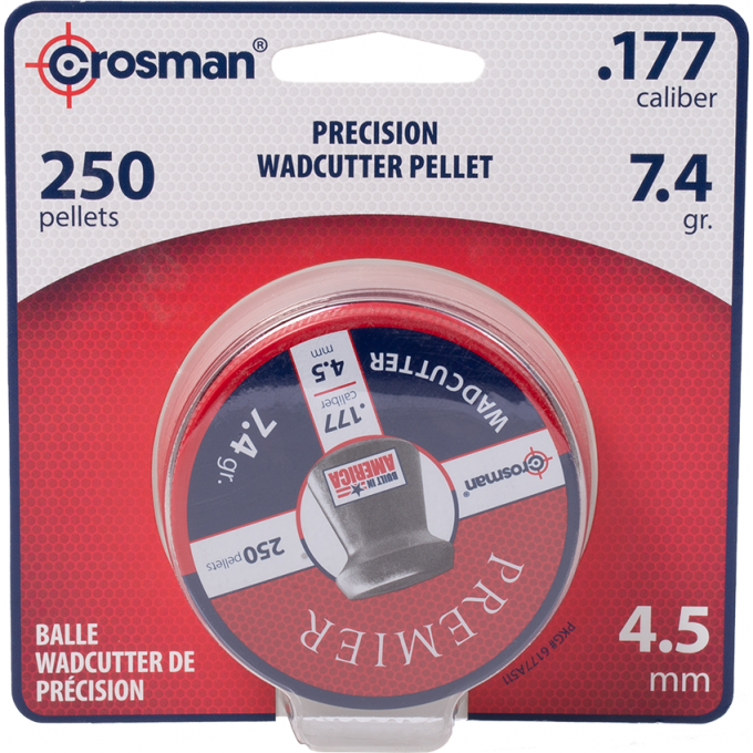 Пуля пневматическая CROSMAN WADCUTTER 4,5мм, 7,4гр (250 шт.) 00000033